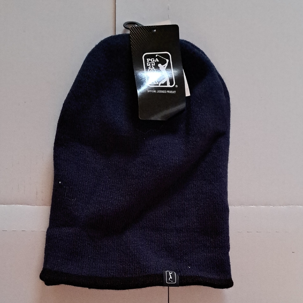 PGA Tour Reversible Blue Navy/Black Knit Hat